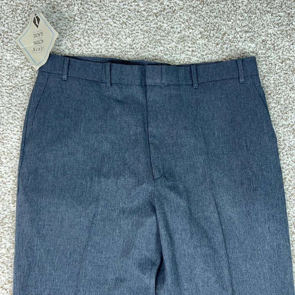 Vintage Levis Pants Mens 38x29‎ Blue Action Slacks Dress Microfiber Business